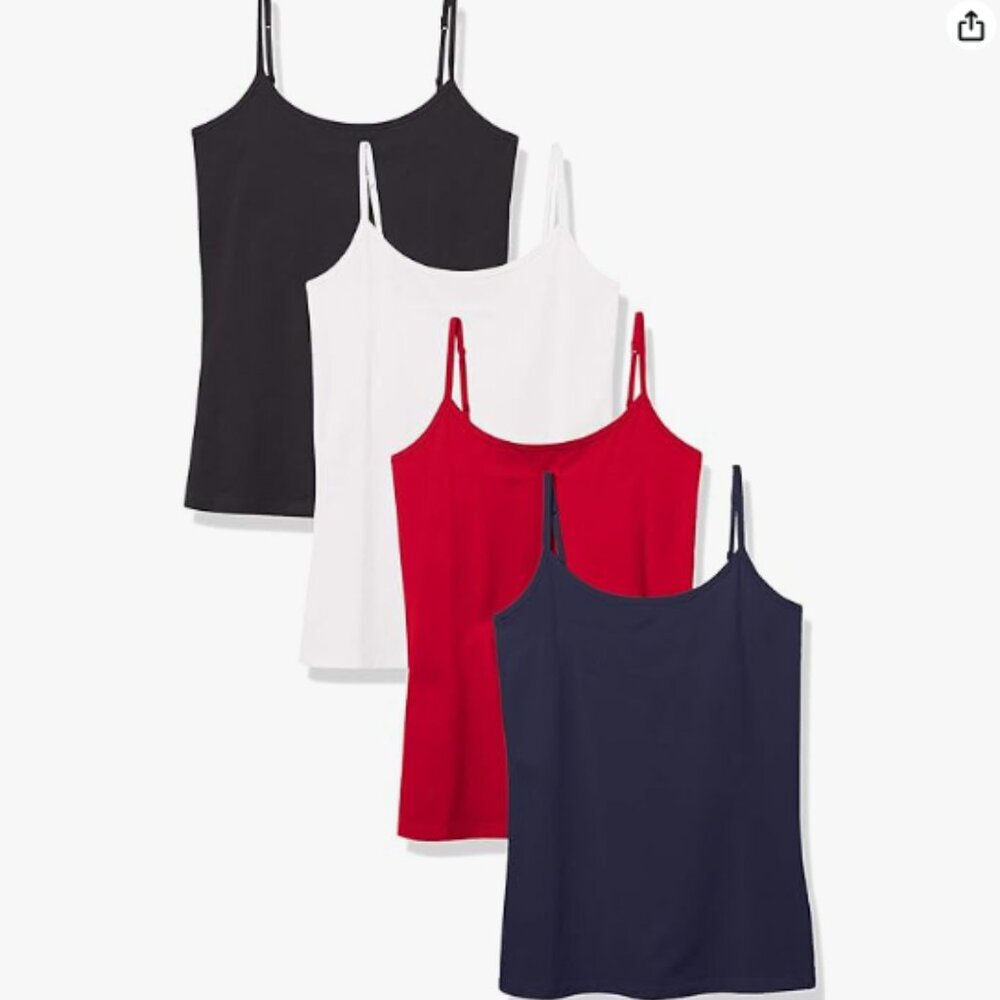 Amazon Essentials Women's Slim-Fit Camisole, Pack of 4 Large M